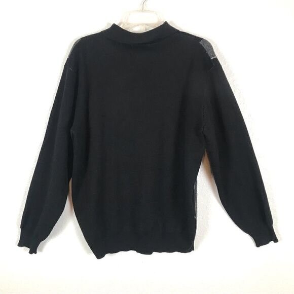tagio Vintage inspired black faux suede collared sweater M - Picture 2 of 6